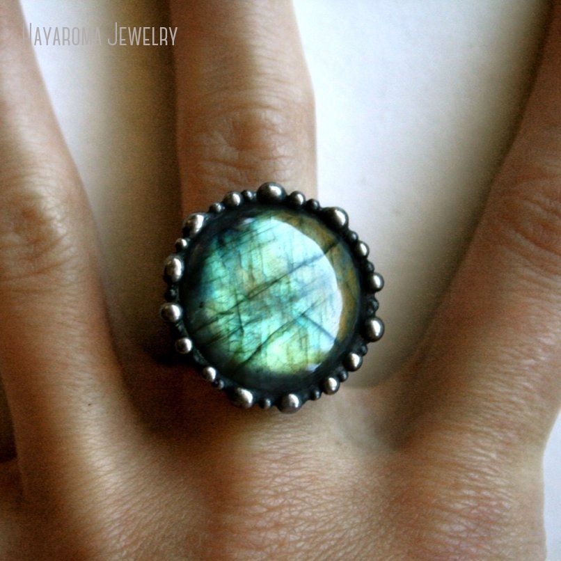Women'S Emo Accessories - 10 pezzi Aqua Labradorite Anello rotondo