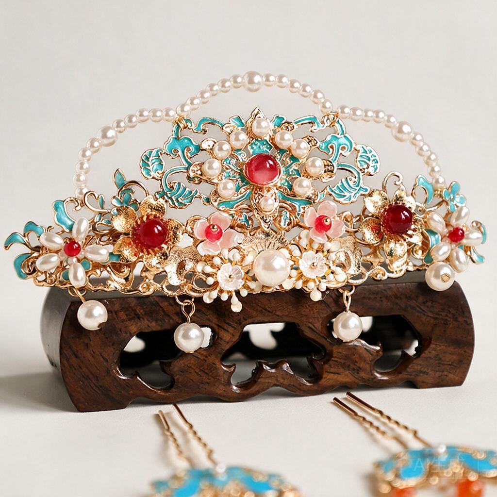 Women'S Red Accessories - Set di accessori per capelli tradizionali
